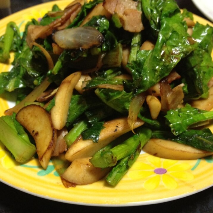 なばなと椎茸のガーリックバター醤油炒め レシピ 作り方 By マイティー Dx 楽天レシピ